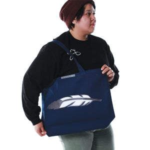 Open image in slideshow, Large Zippered Tote Bag Feather
